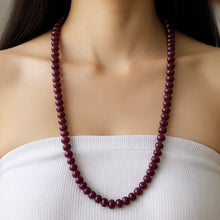 Finest Natural Ruby Rondelle 27 Inch Necklace Large 10-11mm Plain Cut VVS Clarity Crimson Color Gemstone Jewelry For Root Chakra Power, Passion & Vitality