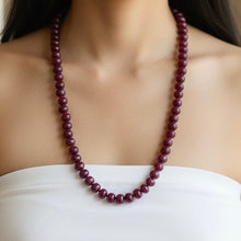 Natural Ruby Necklace Rondelle Large 9-10mm Plain Cut High Grade Crimson Color Gemstone Jewelry For Courage, Confidence & Motivation