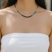 Natural Ruby / Emerald / Sapphire Multi Rondelle Facet Cut Beads Necklace