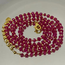 Minimalist Natural Ruby 4mm with 925 Sterling Silver Station Necklace Faceted Rondelle Beaded Gemstone Heart Vitality