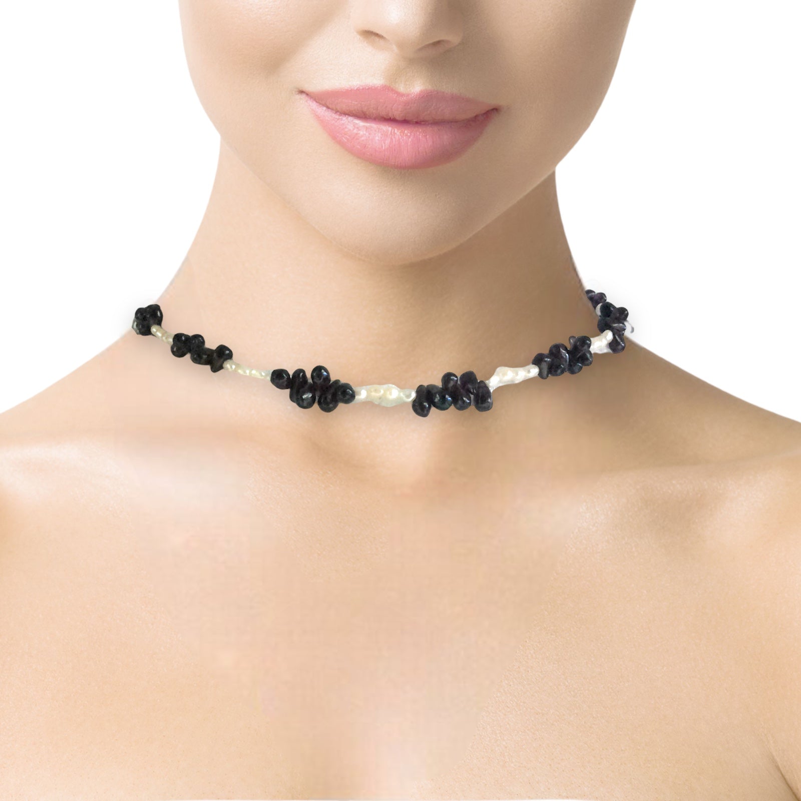 Natural Handmade Necklace Garnet Pearls 16"-18" Gemstone Beads Jewellery