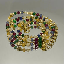 Sterling Silver 925 Station Necklace with Natural Mix Precious 4mm Faceted Rondelle Beaded Gemstone Balance Energy