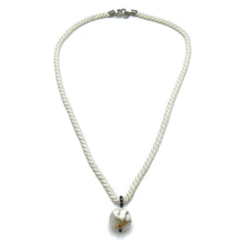 Natural Howlite Gemstone Ball 16mm With White Twisted Cord Pendant Necklace Linked To Peaceful Energy And Emotional Balance