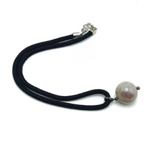 Natural Jasper Gemstone Pendant 20mm Ball Smooth Luster with Dark Twisted Cord Unisex Necklace