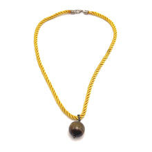 Natural Tiger's Eye Gemstone 18mm Ball With Yellow Twisted Cord Pendant Necklace Believed To Support Focus Willpower And Protection