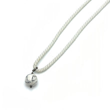 Natural Howlite Gemstone 16mm Ball With White Twisted Cord Pendant Necklace Known For Calmness Patience And Relaxation