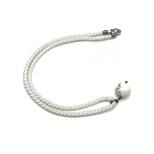 Natural Howlite Gemstone 16mm Ball With White Twisted Cord Pendant Necklace Known For Calmness Patience And Relaxation