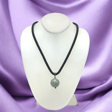 Natural Jasper Ball Gemstone 20mm With Dark Twisted Cord Pendant Necklace Associated With Stability And Earth Connection