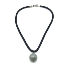 Natural Jasper Ball Gemstone 20mm With Dark Twisted Cord Pendant Necklace Associated With Stability And Earth Connection