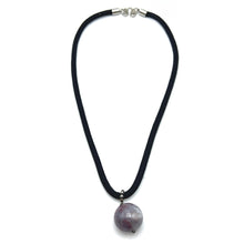 Natural Jasper Gemstone 20mm Ball With Black Twisted Cord Pendant Necklace Known For Protective Grounding Energy