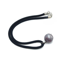 Natural Jasper Gemstone 20mm Ball With Black Twisted Cord Pendant Necklace Known For Protective Grounding Energy