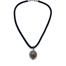 Natural Jasper Gemstone 20mm Ball Black Twisted Cord Pendant Necklace for grounding stability