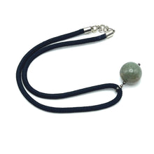 Natural Jasper Ball Gemstone 20mm Ball with Handcrafted Dark Twisted Cord Pendant Necklace