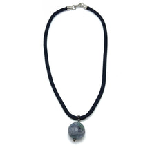 Natural Jasper Gemstone 20mm Ball With Black Twisted Cord Pendant Necklace Associated With Grounding Balance And Stability