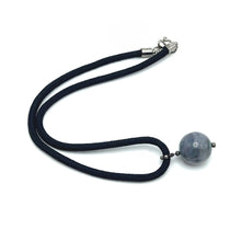 Natural Jasper Gemstone 20mm Ball With Black Twisted Cord Pendant Necklace Associated With Grounding Balance And Stability