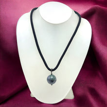 Natural Jasper Gemstone 20mm Ball With Black Twisted Cord Pendant Necklace Associated With Grounding Balance And Stability