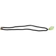 Natural Green Chalcedony Gemstone Pendant  29mm Tumble Shape with Black Twisted Cord Necklace Improve Memory Boost Creativity