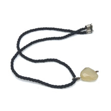 Natural Chalcedony Gemstone 21mm Tumble Shape with Black Twisted Cord Pendant Necklace