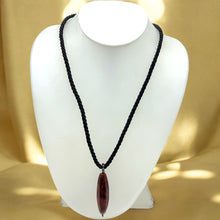 Natural Jasper Gemstone 42mm Hexagon Shape with Black Twisted Cord Pendant Necklace
