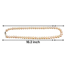 Natural Freshwater Pearl 8mm Pink Ringed Necklace 16.2inch Stunning Jewelry for Love and Heart Chakra Energy