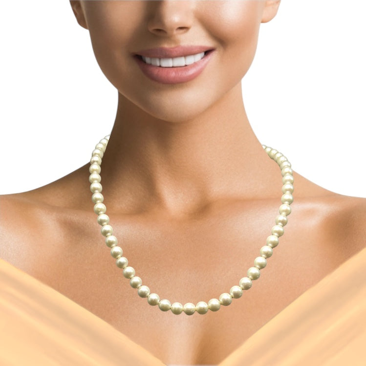 Natural Freshwater Pearl 7mm White Round Necklace 16.8inch Elegant Round Pearl Jewelry for Harmony and Purity