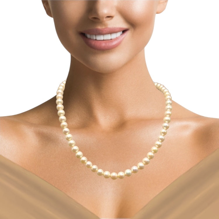 Natural Freshwater Pearl 7mm White Round Necklace 17inch Fashion Pearl Necklace for Creative Expression