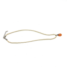 Natural Carnelian Gemstone 15mm Drop Shape With White Twisted Cord Pendant Necklace Linked To Vitality Confidence And Clarity