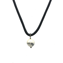 Natural Howlite Gemstone 16mm Ball with Handcrafted Black Twisted Cord Pendant Necklace