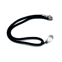 White Crystal Stone Pendant 20mm Drop Shape With Black Twisted Cord Necklace Symbol Of Purity Clarity And Calm Energy