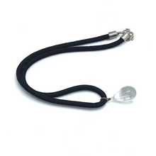 White Crystal Stone 14mm Drop Shape With Black Twisted Cord Pendant Necklace Known For Clarity Positivity And Balance