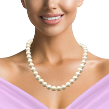 Natural Freshwater Pearl 10mm White Round Necklace 16.7inch Glossy Pearl Jewelry for Radiance and Peace