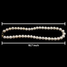 Natural Freshwater Pearl 10mm White Round Necklace 16.7inch Glossy Pearl Jewelry for Radiance and Peace