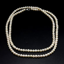 Natural Freshwater Pearl 5mm White Round Necklace 32.5inch Freshwater Pearl Jewelry for Purity and Spiritual Calm