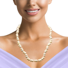 Natural Freshwater Pearl 9mm Cream Round Necklace 19.5inch Classic White Pearl Jewelry for Purity and Healing