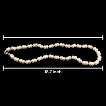 Natural Freshwater Pearl 8mm Cream Button Necklace 18.7inch Classic Pearl Strand for Wisdom and Comfort