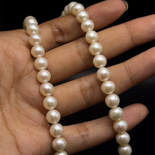 Natural Freshwater Pearl 7mm White Round Necklace 17inch Simple Elegant Necklace for Calmness and Soft Glow
