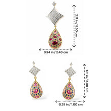 18K Two-Tone Gold | Natural Diamond, Pink Tourmaline & Blue Sapphire Pavé Drop Pendant & Earrings Set