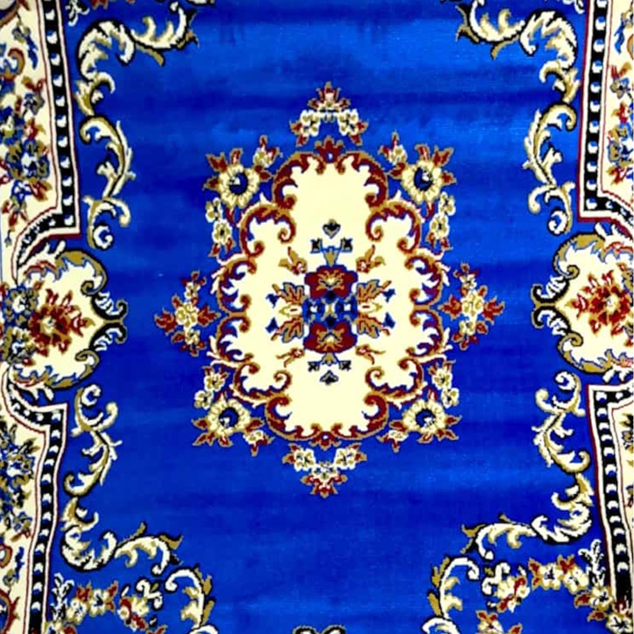 Persian Rectangle Carpet Viking Blue Floral Texture 5.25x7 ft Rug