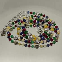 Premium 925 Sterling Silver Station Necklace with Natural Ruby Emerald Sapphire Mix 4mm Faceted Rondelle Beads Gemstone Balance Energy