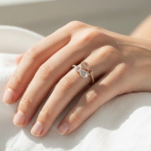 18K White & Rose Gold Infinity Swirl Statement Ring | Natural Diamond Pavé Intertwined Loop Design Jewelry