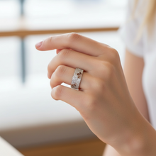 18K White Gold Wide Pavé Band | Natural Diamond Maple Leaf Cutout Motif | Modern Jewelry