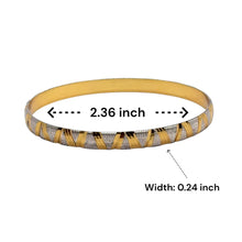 Traditional White Yellow Gold Plated metal Bangles with Engraved Segments and Intricate Geometric Motifs