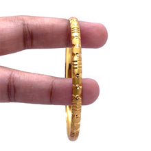 Elegant Yellow Gold Plated Bangles Featuring Textured Traditional Design and Fine Geometric Engravings Electro Gold Plated Bangle