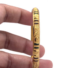 Designer Yellow Gold Plated metal Bangles with Engraved Texture and Geometric Motifs for a Traditional Look