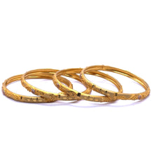 Vintage-Inspired Yellow Gold Plated Bangles with Detailed Geometric Engravings and Traditional Electroplated Gold Bangle