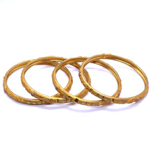Vintage-Inspired Yellow Gold Plated Bangles with Detailed Geometric Engravings and Traditional Electroplated Gold Bangle