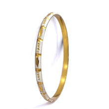 White Yellow Gold Plated metal Bangles Showcasing Traditional Design with Engraved Geometric Elements