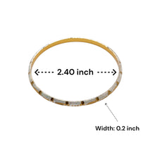 White Yellow Gold Plated metal Bangles Showcasing Traditional Design with Engraved Geometric Elements