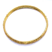 Textured Yellow Gold Plated metal Bangles with Classic Geometric Motifs and Hand-Engraved Detailing