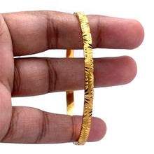 Traditional Gold Bangles with Yellow Gold Plating, Engraved Segments, and Geometric-Inspired Motifs Electro Gold Plated Bangle